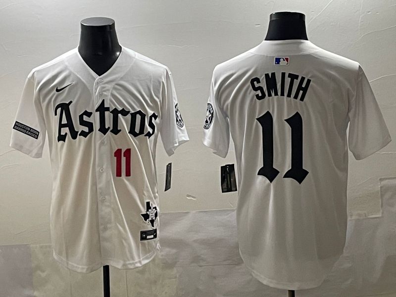 Men 2025 Houston Astros #11 Smith White Five generations Joint Name Nike MLB Jersey style 43